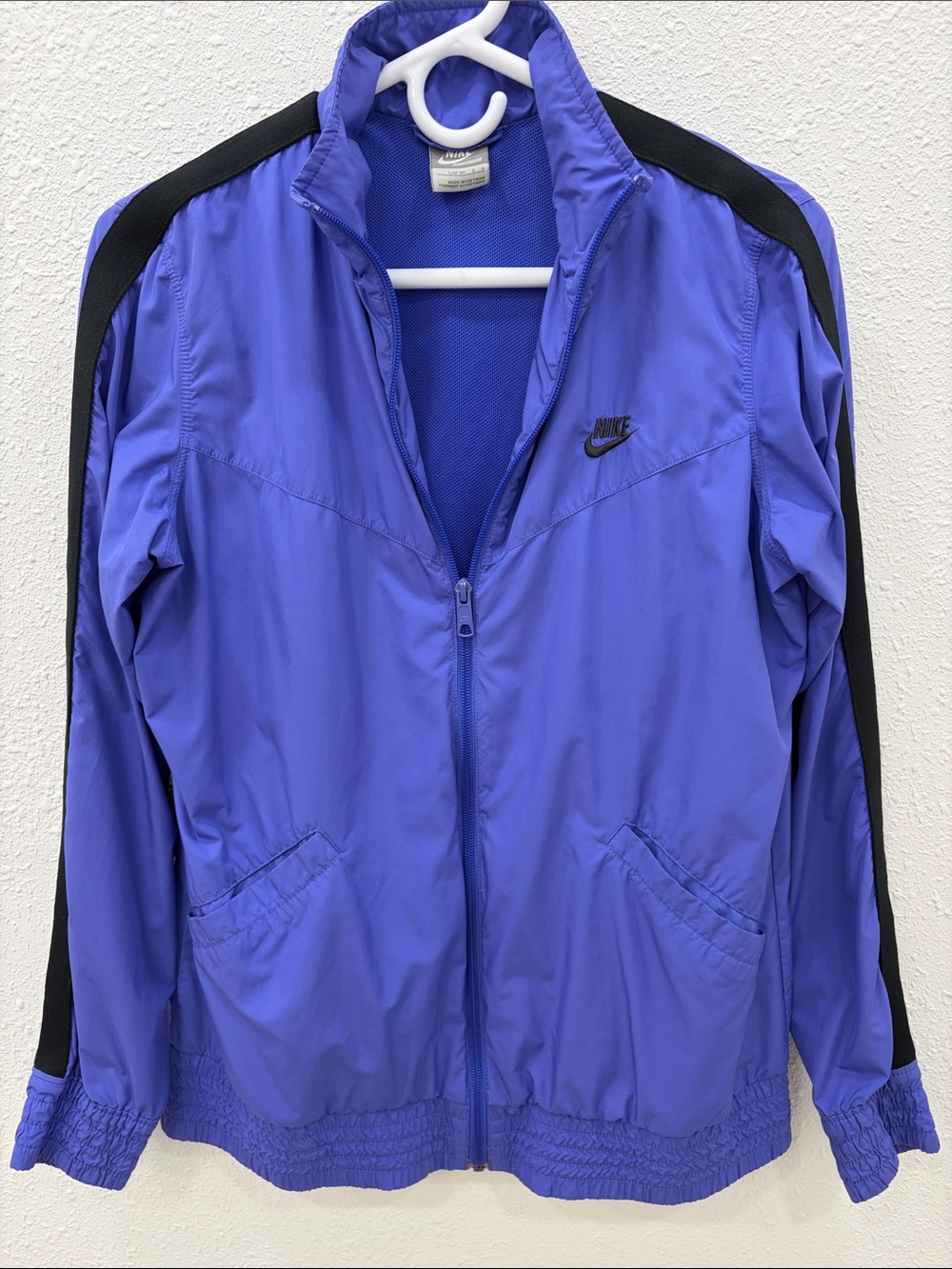 Nike Purple and Black Varsity-Style Track Windbreaker Jacket